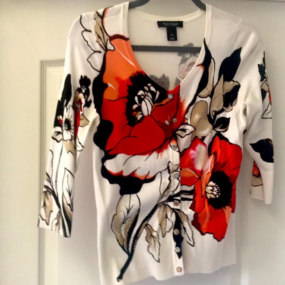 Snap front floral cardigan